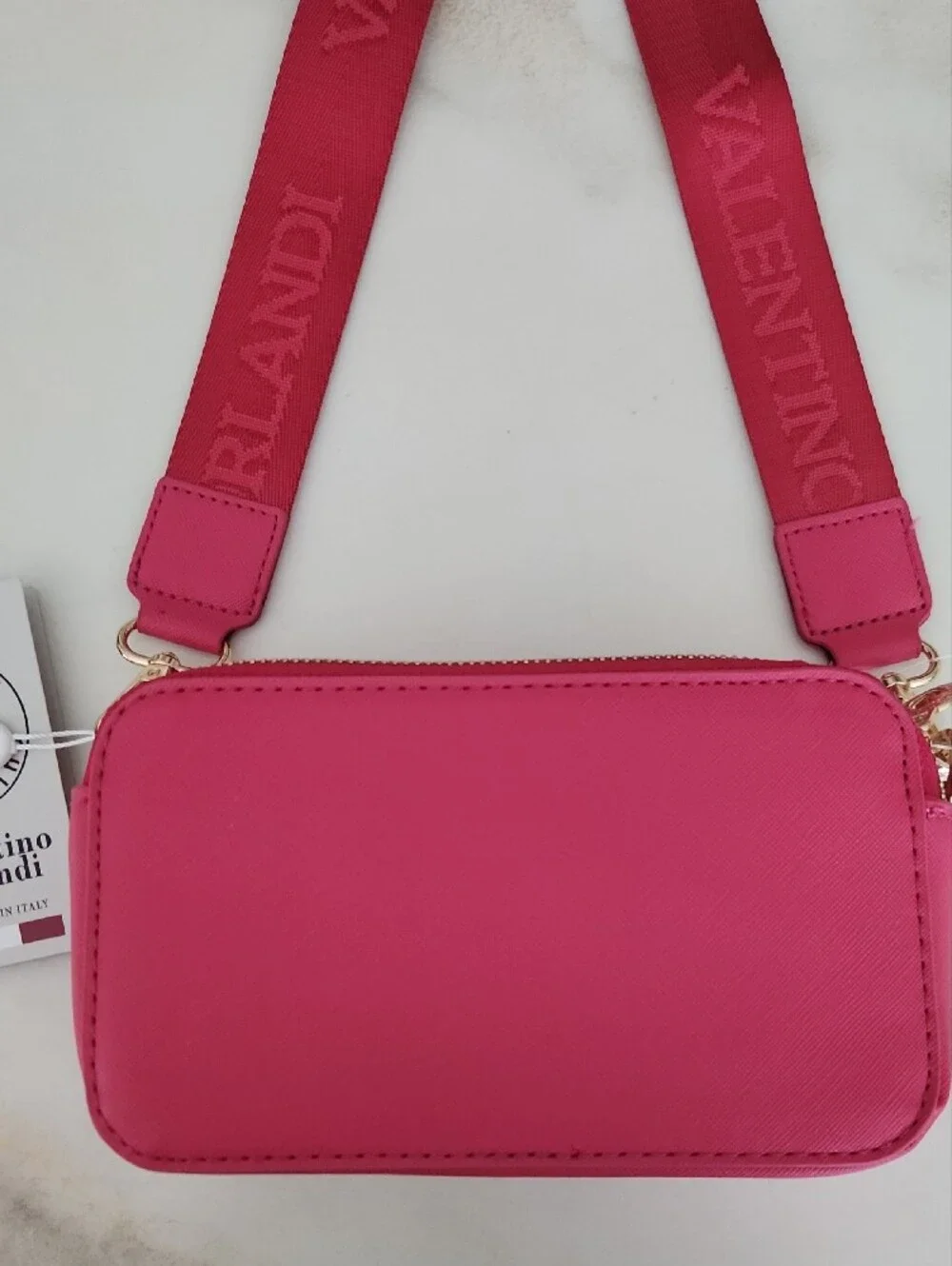 Valentino Pink Studded Crossbody Camera Bag with Branded Strap